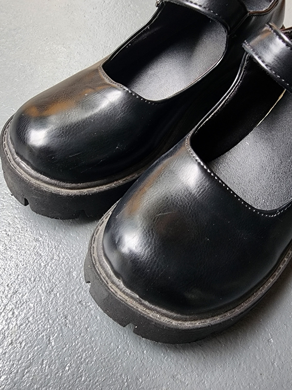 Mary Jane Platform Heels Women Size US 7 / 38 Black Chunky Sole Lolita Y2k style - Picture 3 of 9